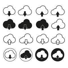 Cloud download vector icon for web. Cloud, outline and solid icon. Vector illustration