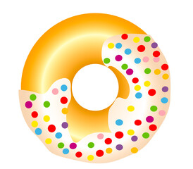 donut with icing and colorful confetti