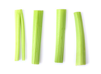 Celery sticks on white background