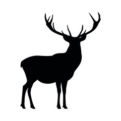 Naklejka na ściany i meble Black silhouette of a vector deer, deer icon in eps 10.