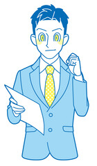 ガッツポーズで喜ぶビジネス男性