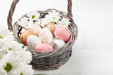 Easter greeting card with easter eggs