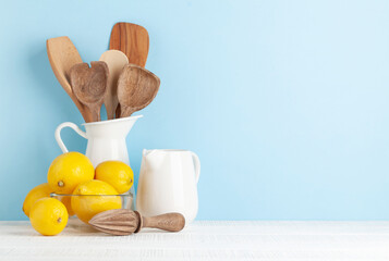 Fototapeta na wymiar Cooking utensils on kitchen table