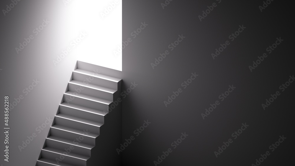 Poster 3d render, abstract background with steps or staircase. minimal architectural concept