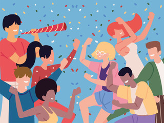 excited people celebrating