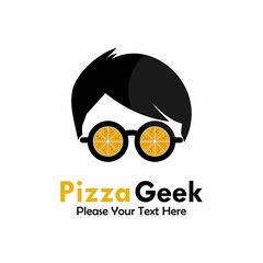 Pizza geek logo template illustration - obrazy, fototapety, plakaty