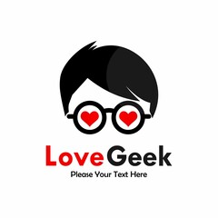 Love geek logo template illustration