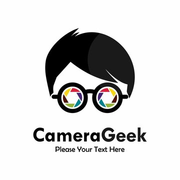 Camera geek logo template illustration