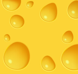 Background of Swiss cheese, cheesy textural. Milk product. Vector illustration.