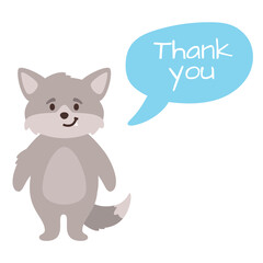 cartoon style cute wolf with speech bubble