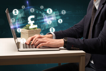 business hand working in stock market