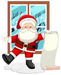 Santa with long list by the window