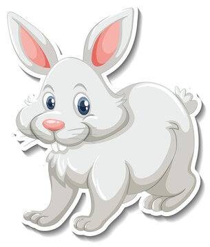 A white rabbit animal cartoon sticker