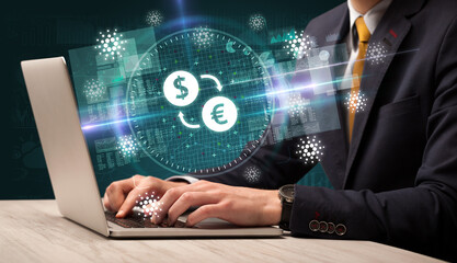 business hand working in stock market