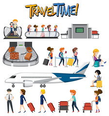 Obraz premium Set of traveling objects and travelers