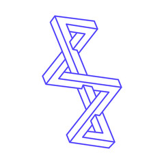 Impossible shapes, optical illusion tattoo, vector. Optical art objects. Geometric figures.