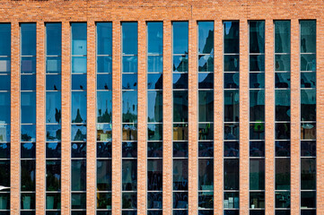 windows of a building , image taken in stettin szczecin west poland, europe - obrazy, fototapety, plakaty