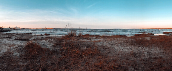 a beach somewhere in Estonia at sunset