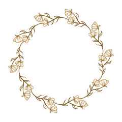 Vector round floral wreath. Elegant graphic frame.