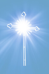 Religious cross on a vivid blue sky.
Powerful cross.
Cross of an Orthodox church on a vivid blue sky.