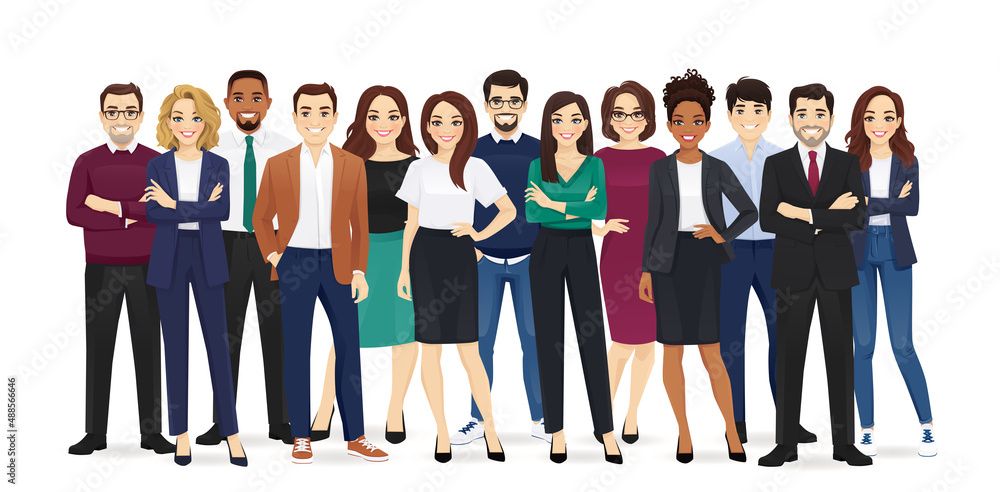 Wall mural group of happy diverse multiethnic business people standing together. team of colleagues in differen - Wall murals