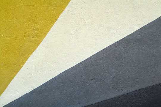 Close Up Of Decorative Geometric Mural Painted On Urban Street Wall, Textured Wall Background.