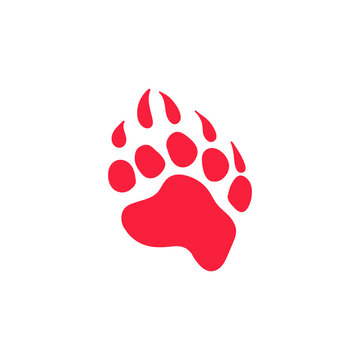 Bear paw print. Vector graphics. Symbol, logo illustration.