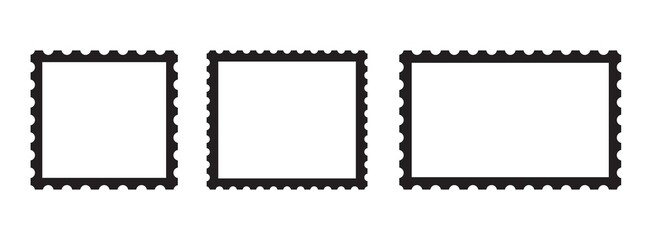 Empty stamp vector illustration set. Vintage black frame collection on white background. Border design to use in mockup, email, newsletter business communication projects.