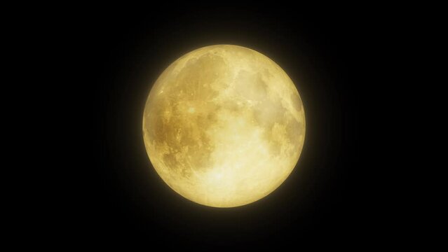 4k glowing rotating round moon on black background