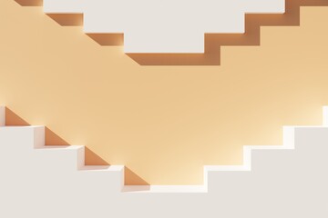 Minimalistic abstract staircase podium beige background 3d illustration