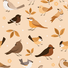 birds and dry leaves