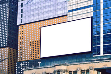 도시의 건물외벽 전광판 광고 목업 배경