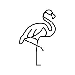 flamingo bird in zoo line icon vector illustration