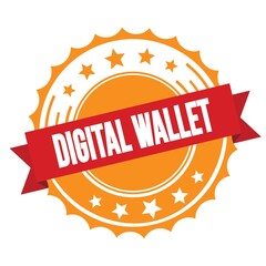 DIGITAL WALLET text on red orange ribbon stamp.