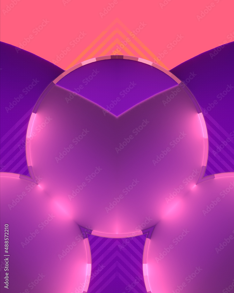 Aufkleber kaleidoscopic pattern with trendy gradient and luminous rings. 3d rendering digital illustration