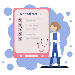 character in white medical gown and list