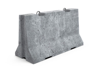 3D render of concrete road parapet isolated on white background (safety barriers)