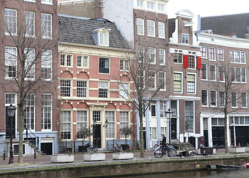 Amsterdam Singel Canal Street View with Traditional Architecture, Netherlands © Monica