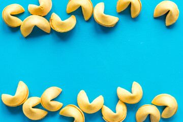 Chinese fortune cookies pattern flat lay. Chinese New Year concept