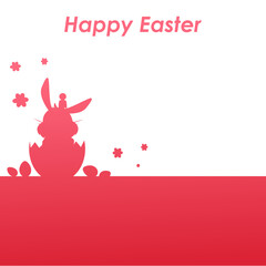 lettering happy easter with red easter background with bunny in egg