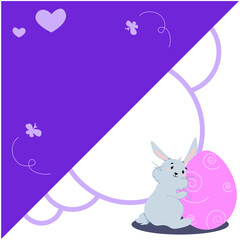 soapy gray hare with a pink egg in its paws