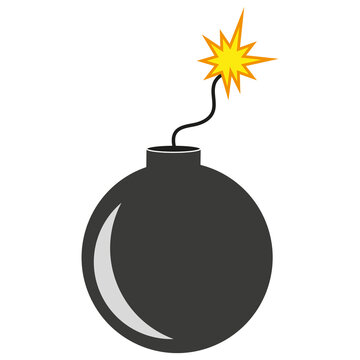 Black bomb illustration for game. Bomb with burning wick illustration. Vector illustration