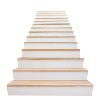 wooden stairs isolated on white background.