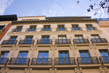 Beautiful historical building in Old Town of Madrid, Spain