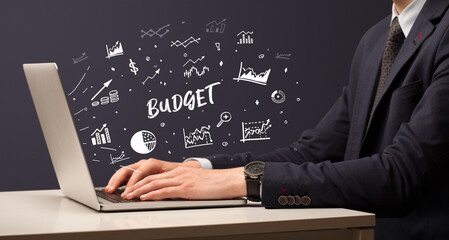 Businessman working on laptop, business concept