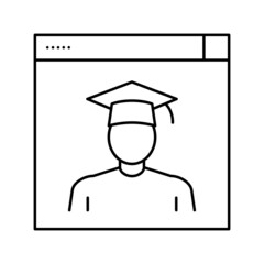 graduate online courses line icon vector illustration