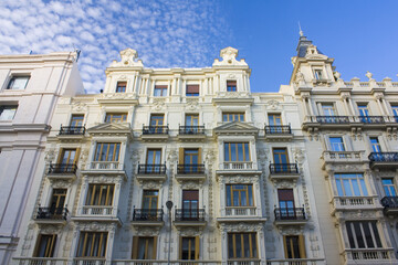 Fototapeta na wymiar Beautiful historical building in Old Town of Madrid, Spain
