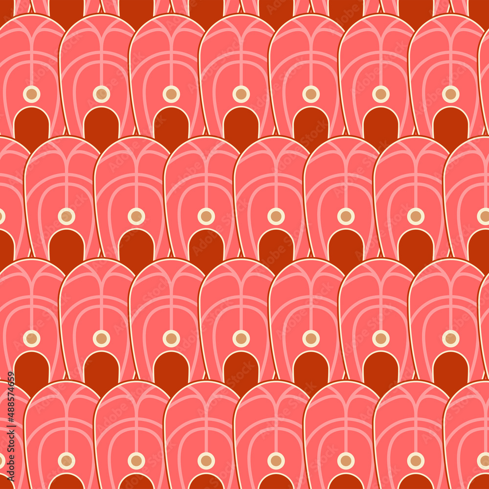 Poster fish slice pattern seamless. fish slice background