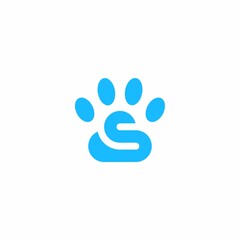 Paw Pet Cloud Logo Design, Cat & Dog Paw Pet Cloud Logo with Letter S