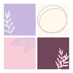 Social Media Post Templates for Mobile Apps. Background design in pastel rose and violet colors. Vector Illustration